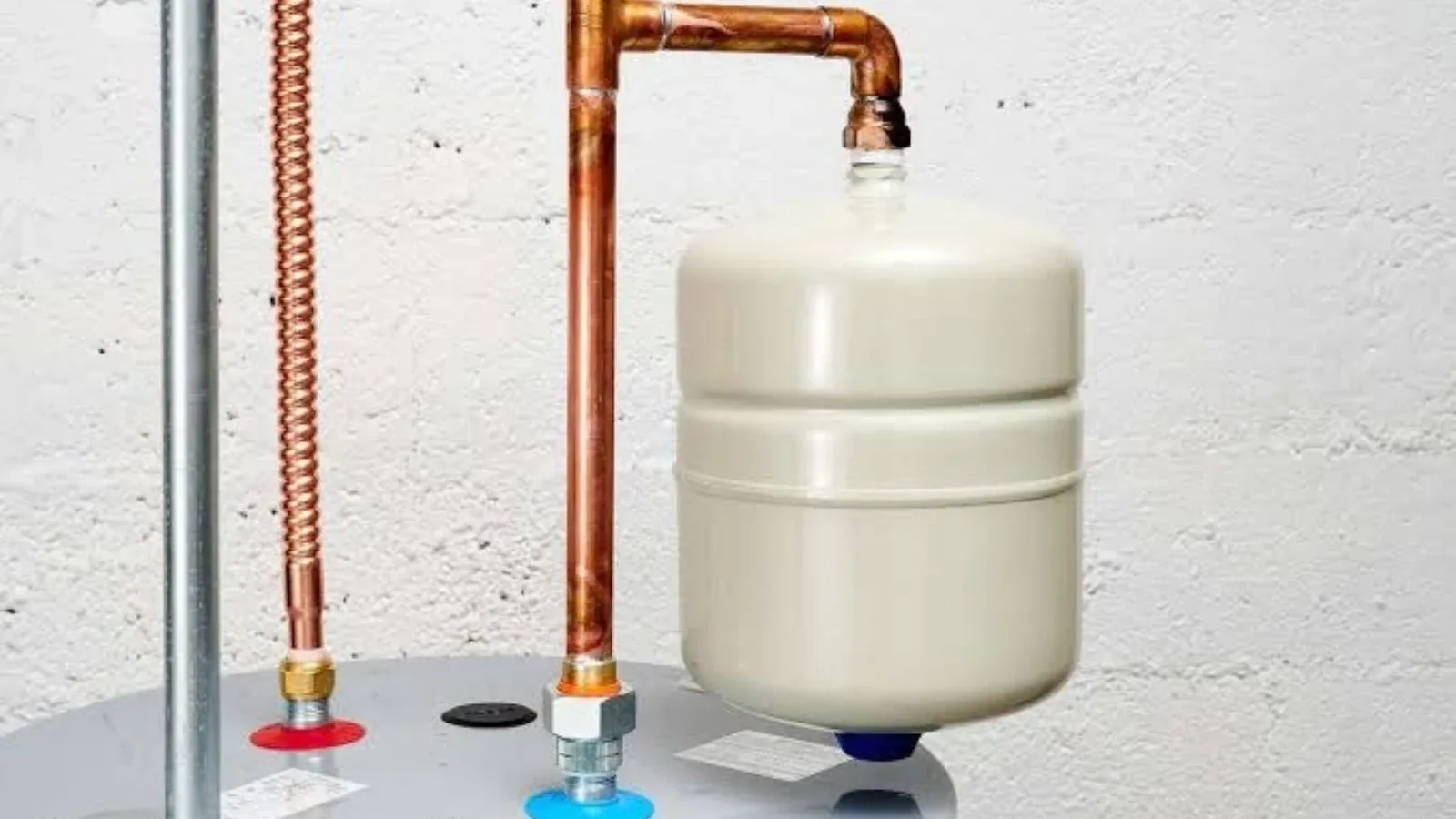 Expansion tank and copper connections on a newly installed water heater